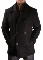 Kenneth Cole New York Wool Blend Peacoat Coat Jacket Black Size XXL